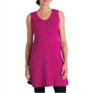 Toad & Co Short Sleeve Magenta Purple Pink Side Pocket Dress. Size Medium